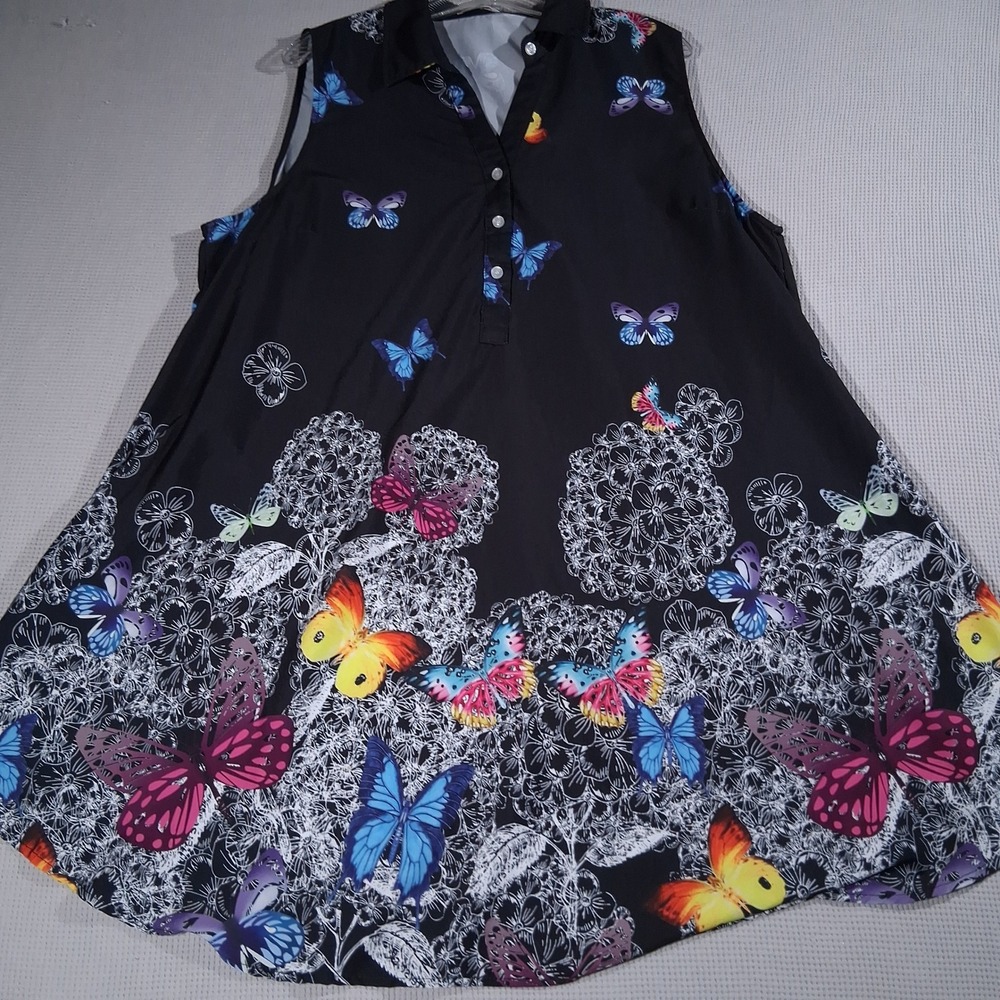 Rosegal Plus Womens 3X House Dress Bundle Butterfly Floral Lace Tunics Lot of 3 - Picture 4 of 16